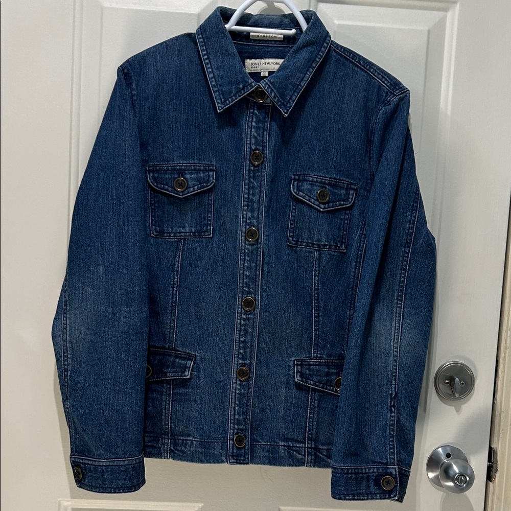 Jones New York Sport Jacket Med Blue Denim Sx XL EUC